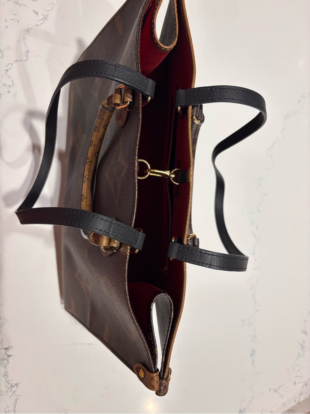 Louis Vuitton Brown Monogram Tote Shoulder Bag - Picture 5 of 9